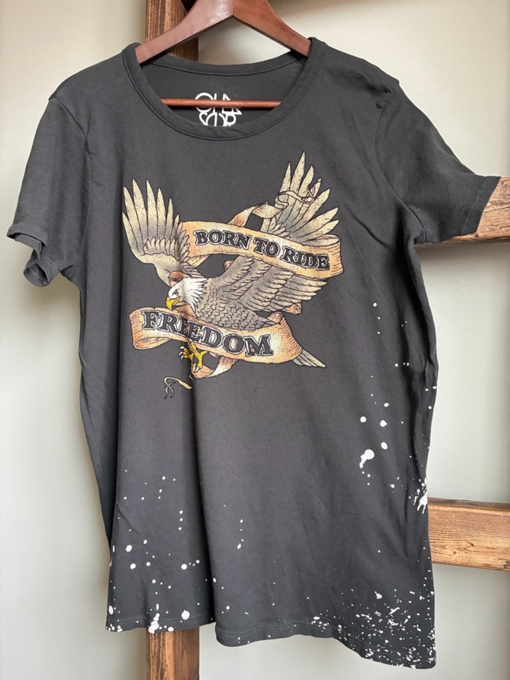 Chaser Born To Ride Freedom Graphic Tee Distressed Eagle Size L